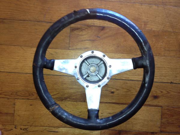 Triumph Spitfire  up to76 Red  Leather Steering Wheel 13 Inch Pol Spoke Inc Boss
